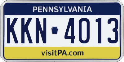PA license plate KKN4013