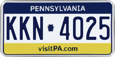 PA license plate KKN4025