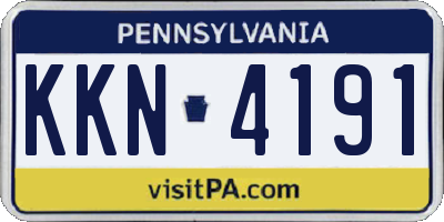 PA license plate KKN4191
