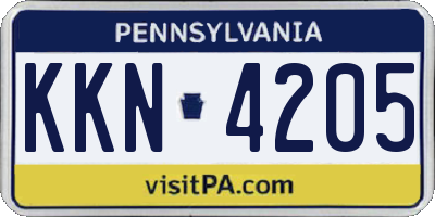 PA license plate KKN4205