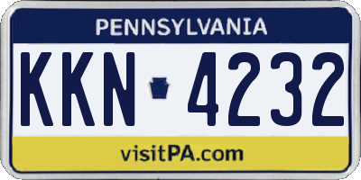 PA license plate KKN4232