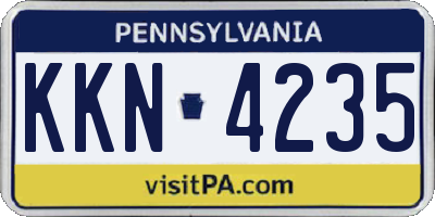 PA license plate KKN4235