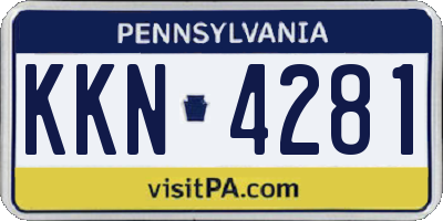 PA license plate KKN4281