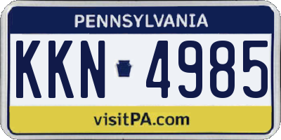 PA license plate KKN4985