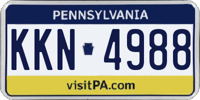 PA license plate KKN4988