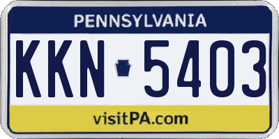 PA license plate KKN5403