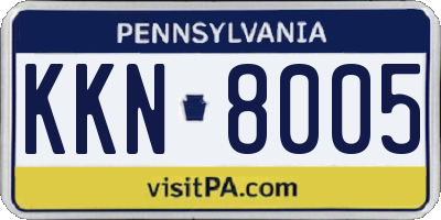 PA license plate KKN8005