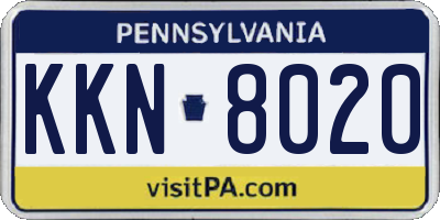 PA license plate KKN8020