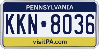 PA license plate KKN8036