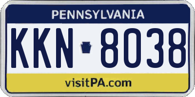 PA license plate KKN8038