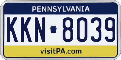 PA license plate KKN8039