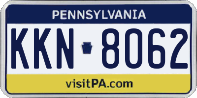 PA license plate KKN8062