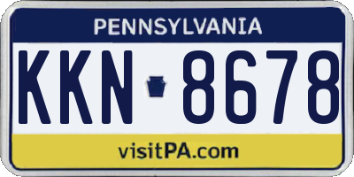 PA license plate KKN8678