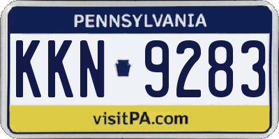 PA license plate KKN9283