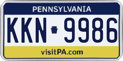PA license plate KKN9986
