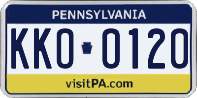 PA license plate KKO0120