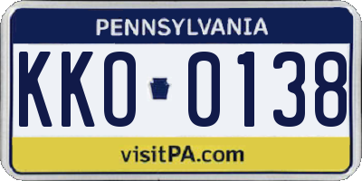 PA license plate KKO0138