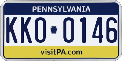 PA license plate KKO0146