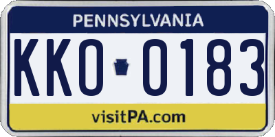 PA license plate KKO0183