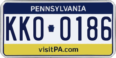 PA license plate KKO0186