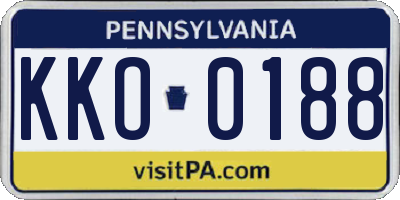 PA license plate KKO0188