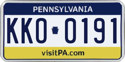 PA license plate KKO0191