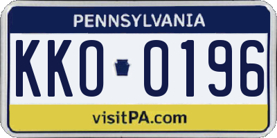PA license plate KKO0196