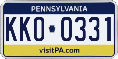 PA license plate KKO0331