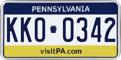 PA license plate KKO0342