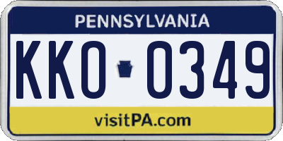 PA license plate KKO0349