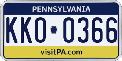 PA license plate KKO0366