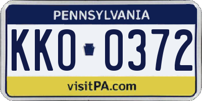 PA license plate KKO0372