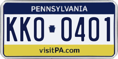 PA license plate KKO0401