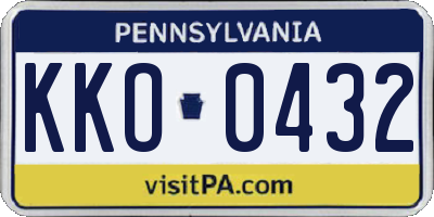 PA license plate KKO0432