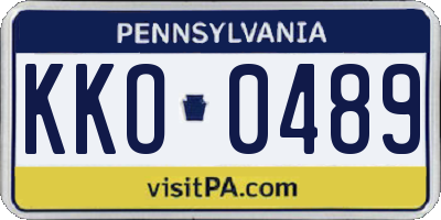 PA license plate KKO0489