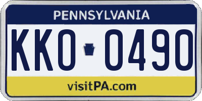 PA license plate KKO0490