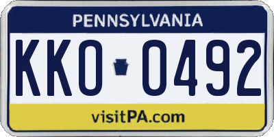 PA license plate KKO0492