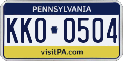 PA license plate KKO0504