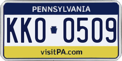 PA license plate KKO0509