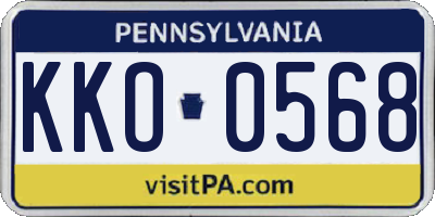 PA license plate KKO0568