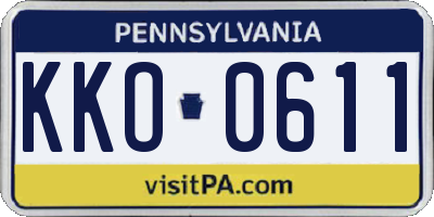 PA license plate KKO0611