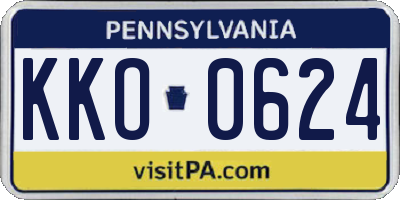 PA license plate KKO0624