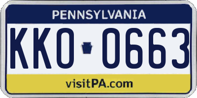 PA license plate KKO0663