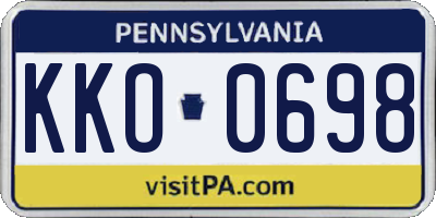 PA license plate KKO0698