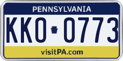 PA license plate KKO0773