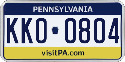 PA license plate KKO0804