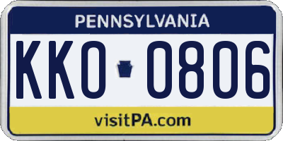 PA license plate KKO0806