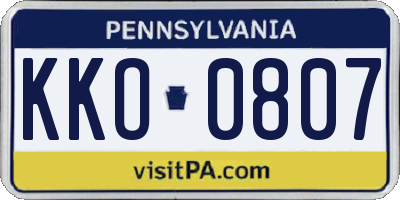 PA license plate KKO0807