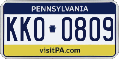 PA license plate KKO0809