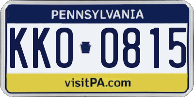 PA license plate KKO0815